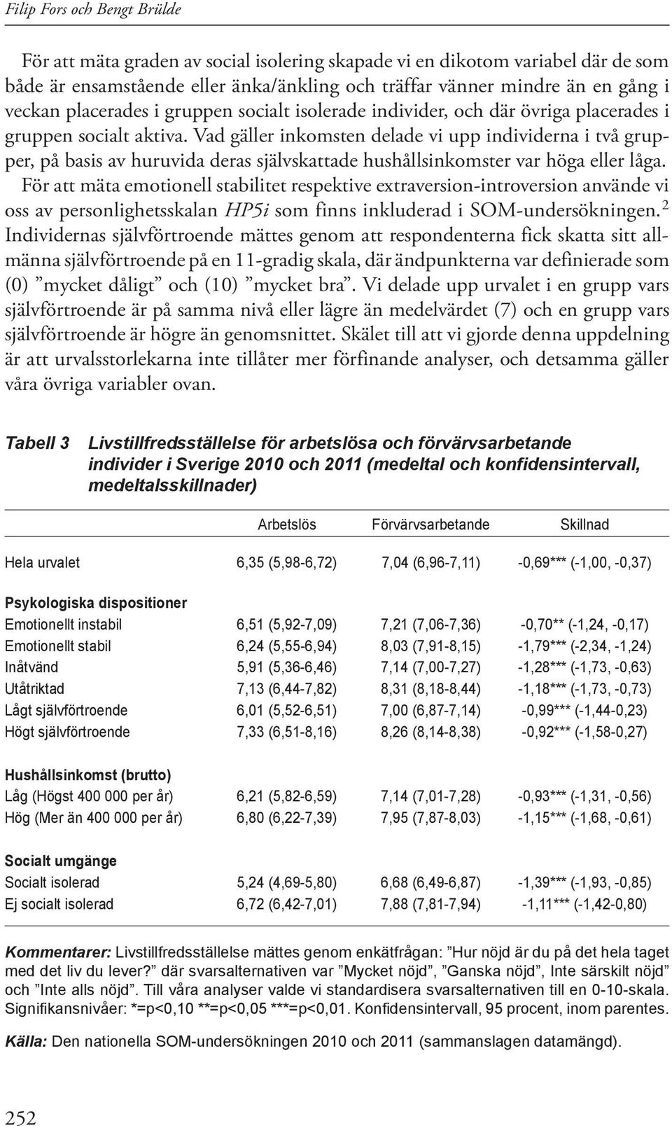 Vad gäller inkomsten delade vi upp individerna i två grupper, på basis av huruvida deras självskattade hushållsinkomster var höga eller låga.