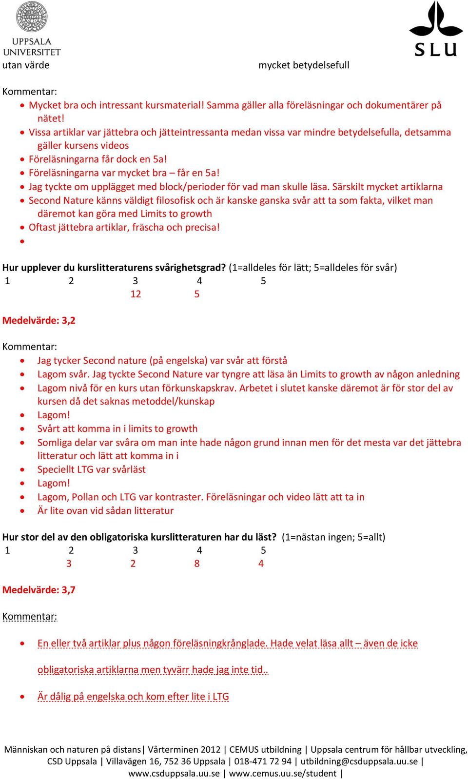 Jag tyckte om upplägget med block/perioder för vad man skulle läsa.