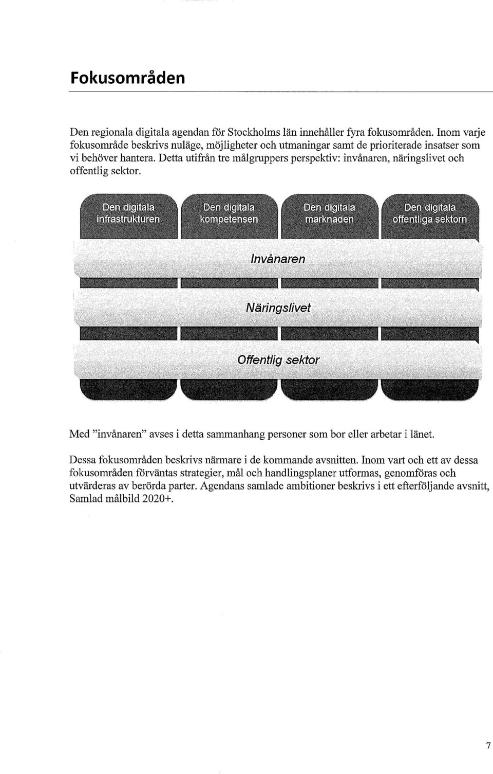 Detta utifrån tre målgruppers perspektiv: invånaren, näringslivet och offentlig sektor.