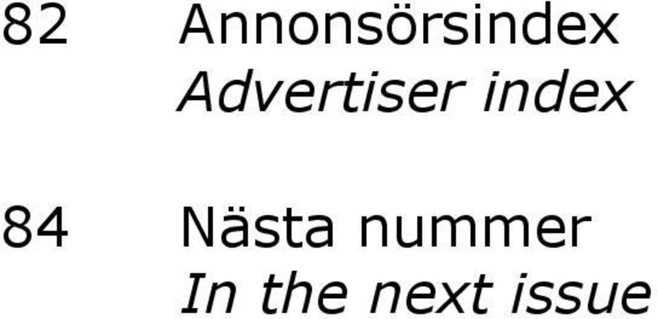 Advertiser index