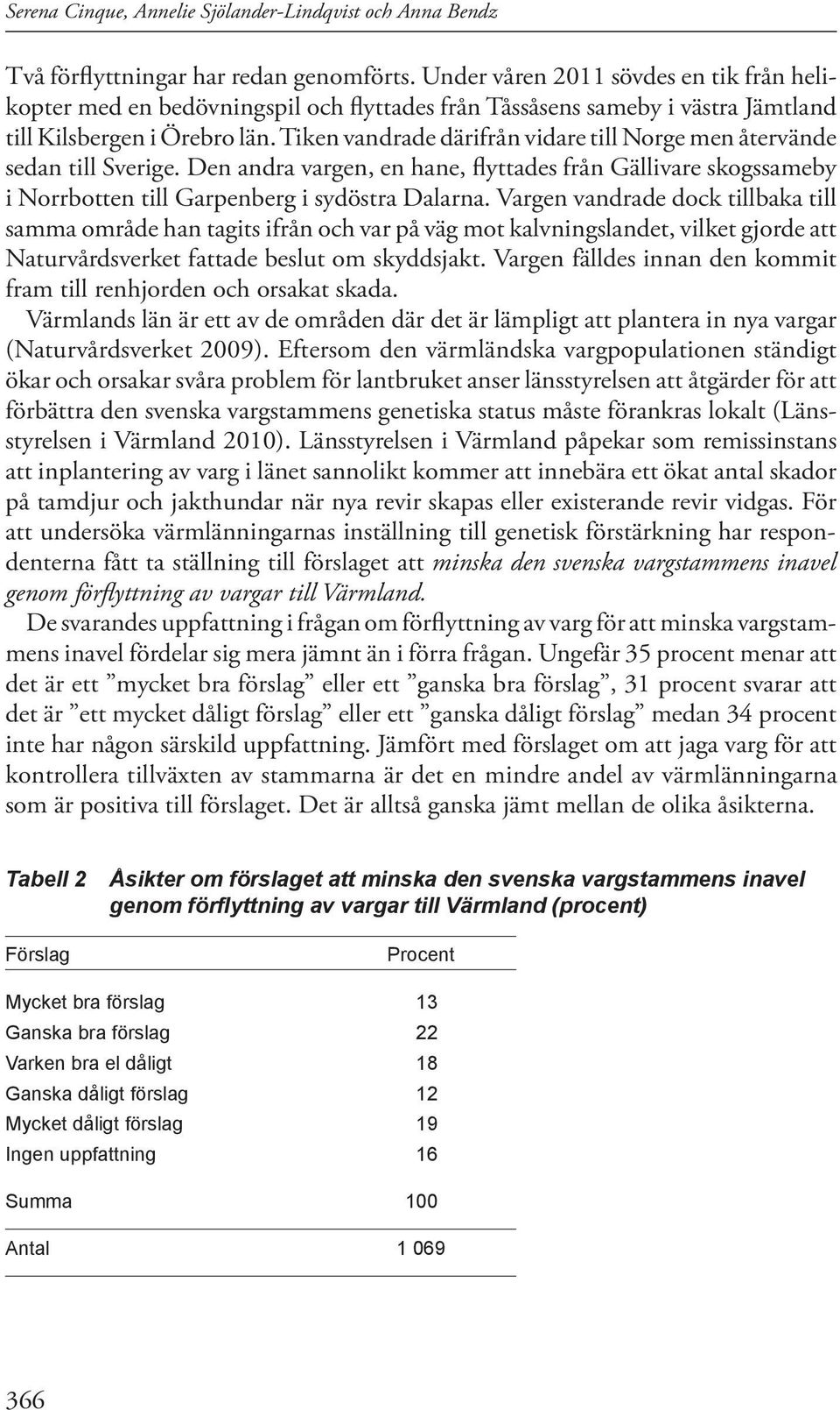 Tiken vandrade därifrån vidare till Norge men återvände sedan till Sverige. Den andra vargen, en hane, flyttades från Gällivare skogssameby i Norrbotten till Garpenberg i sydöstra Dalarna.