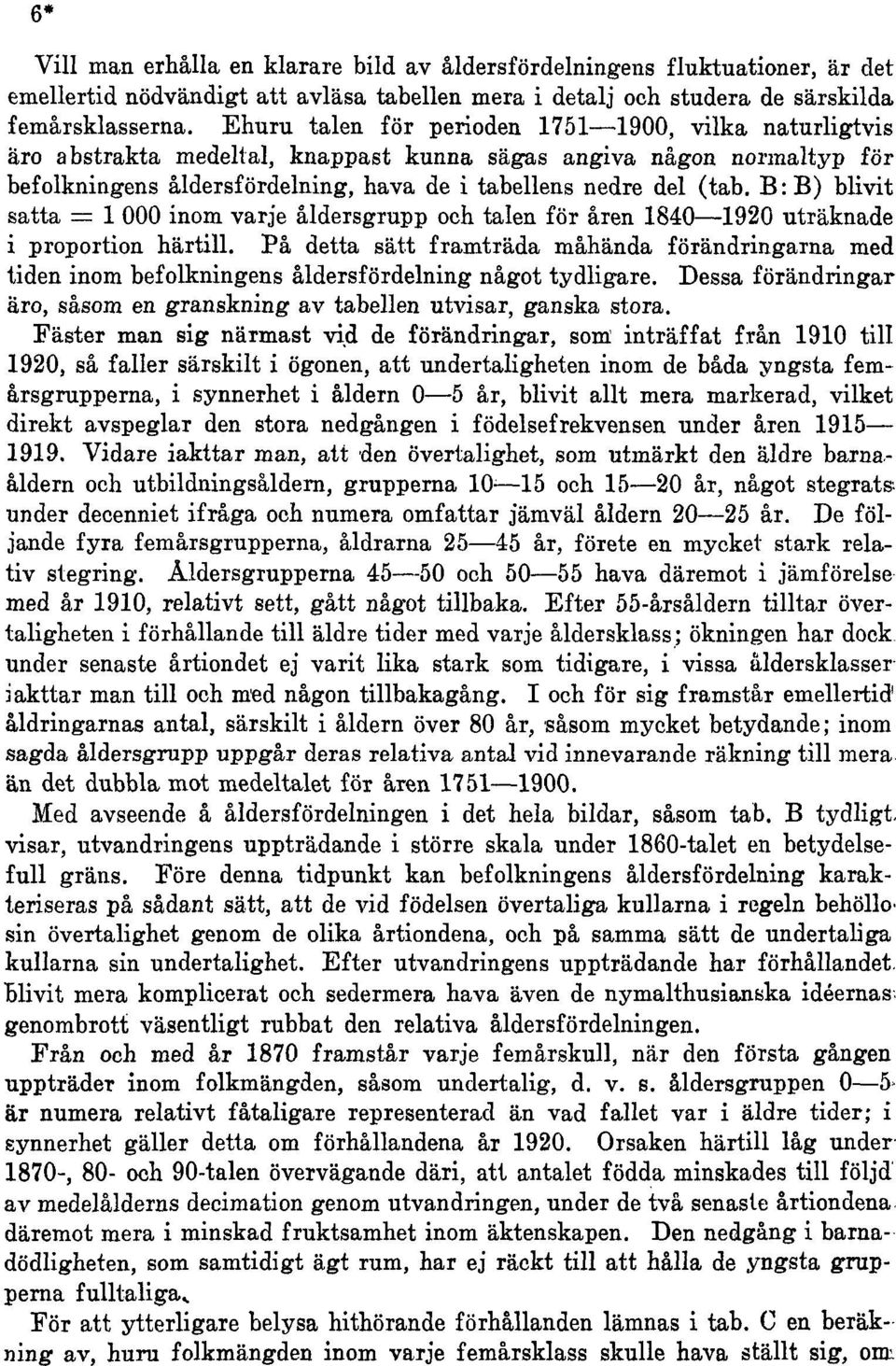 B: B) blivit satta = 1 000 inom varje åldersgrupp och talen för åren 1840 1920 uträknade i proportion härtill.