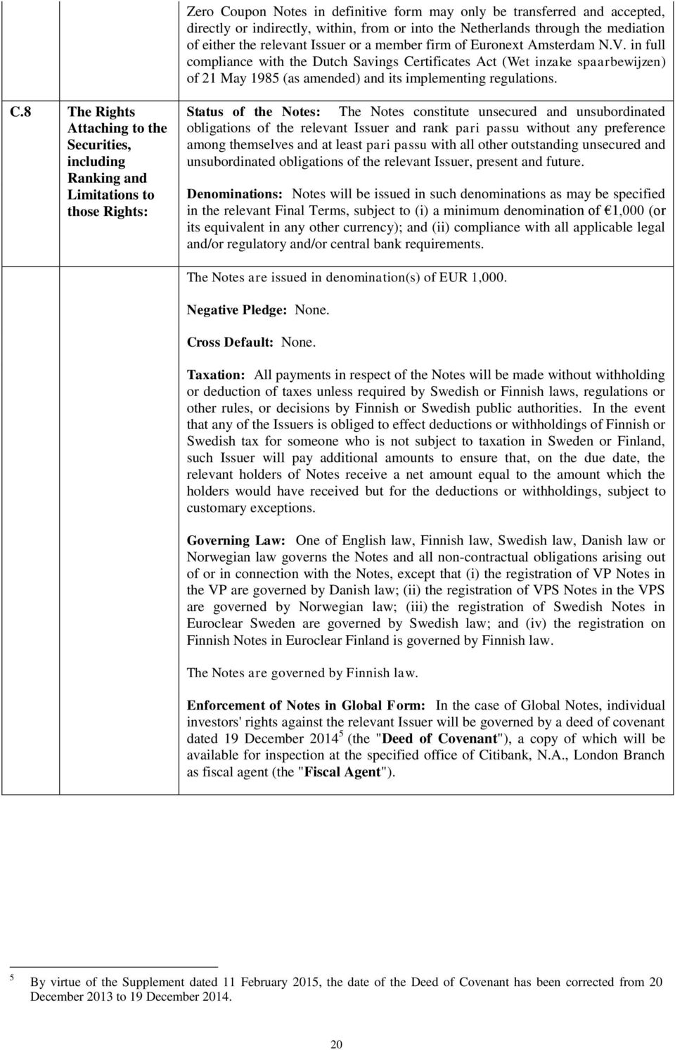 rtificates Act (Wet inzake spaarbewijzen) of 21 May 1985 (as amended) and its implementing regulations. C.