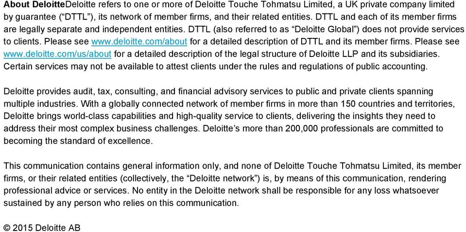 com/about for a detailed description of DTTL and its member firms. Please see www.deloitte.com/us/about for a detailed description of the legal structure of Deloitte LLP and its subsidiaries.