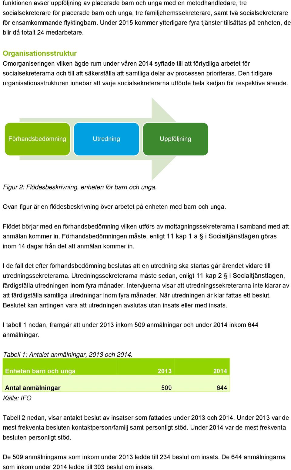 Organisationsstruktur Omorganiseringen vilken ägde rum under våren 2014 syftade till att förtydliga arbetet för socialsekreterarna och till att säkerställa att samtliga delar av processen prioriteras.