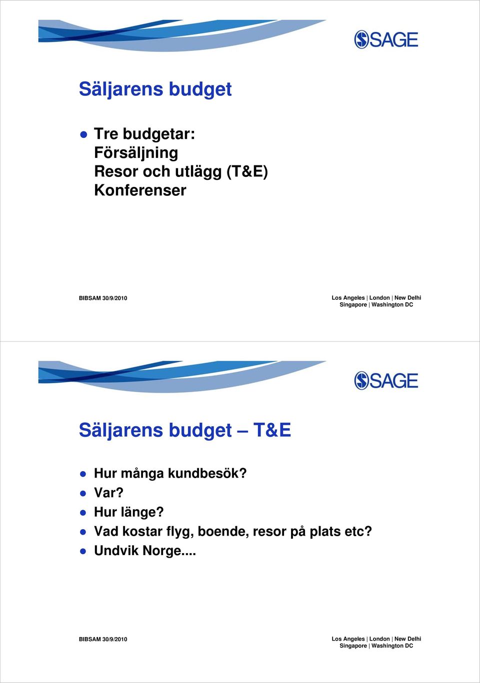 T&E Hur många kundbesök? Var? Hur länge?