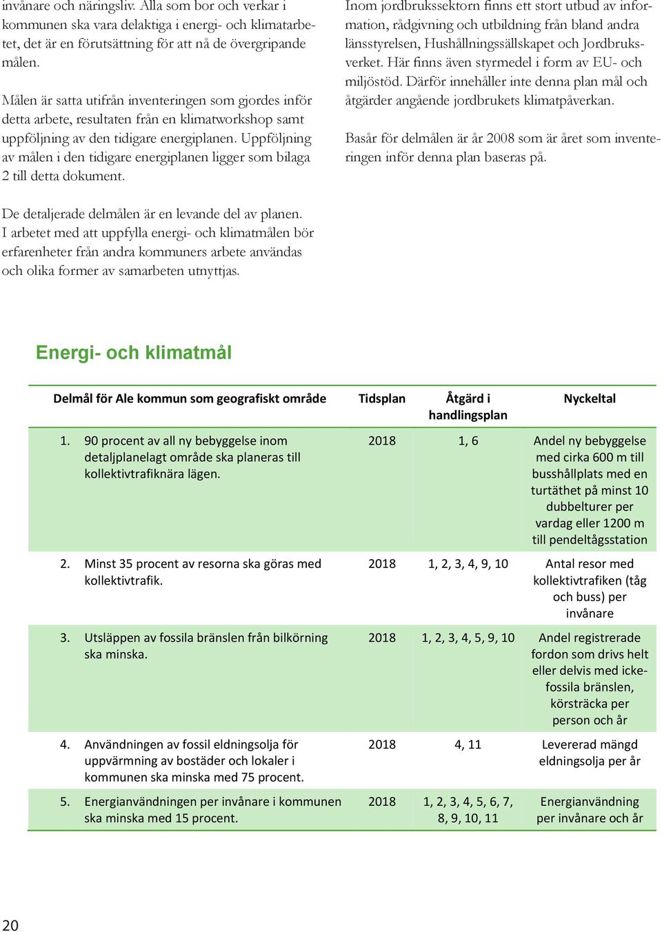 Uppföljning av målen i den tidigare energiplanen ligger som bilaga 2 till detta dokument.