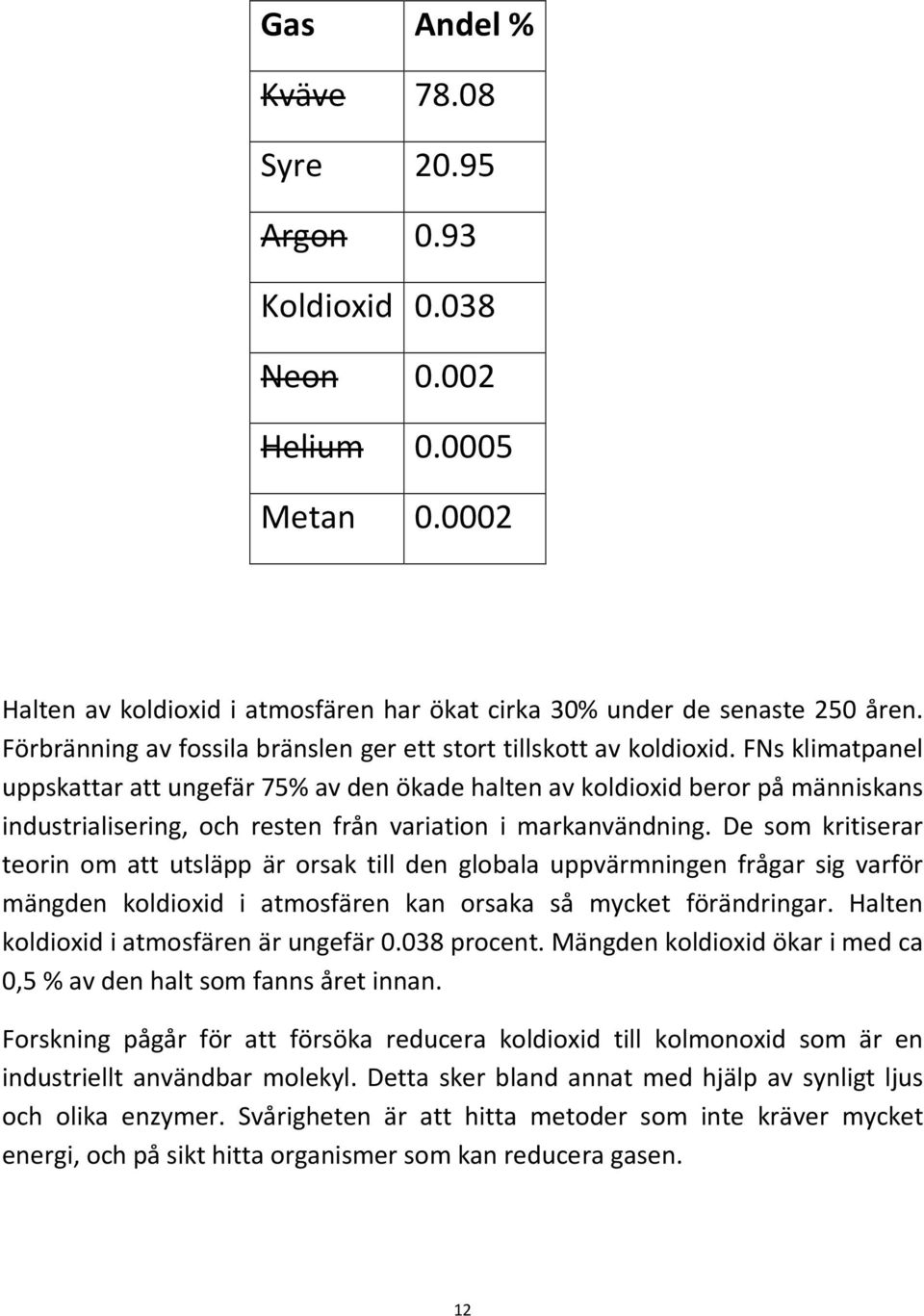 FNs klimatpanel uppskattar att ungefär 75% av den ökade halten av koldioxid beror på människans industrialisering, och resten från variation i markanvändning.