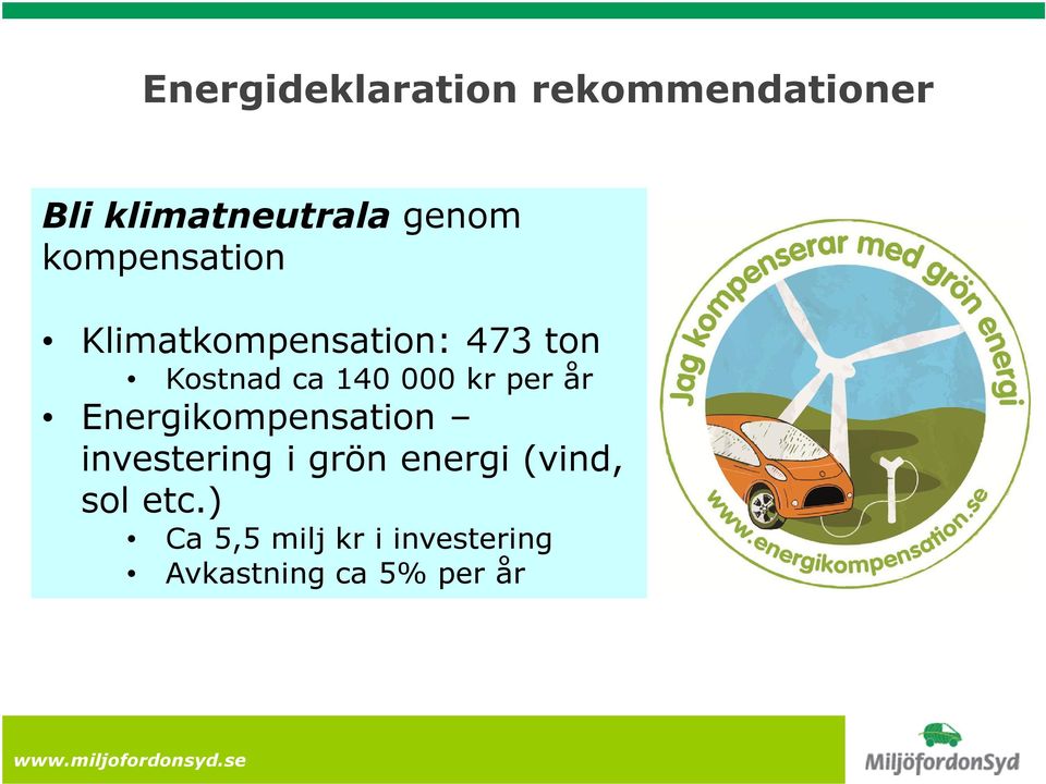 kr per år Energikompensation investering i grön energi