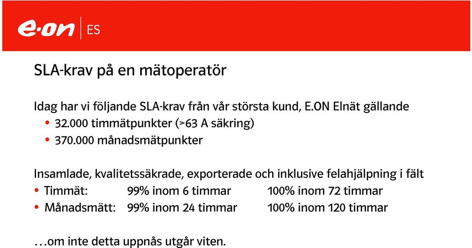 000 månadsmätpunkter Insamlade, kvalitetssäkrade, exporterade och inklusive felahjälpning i