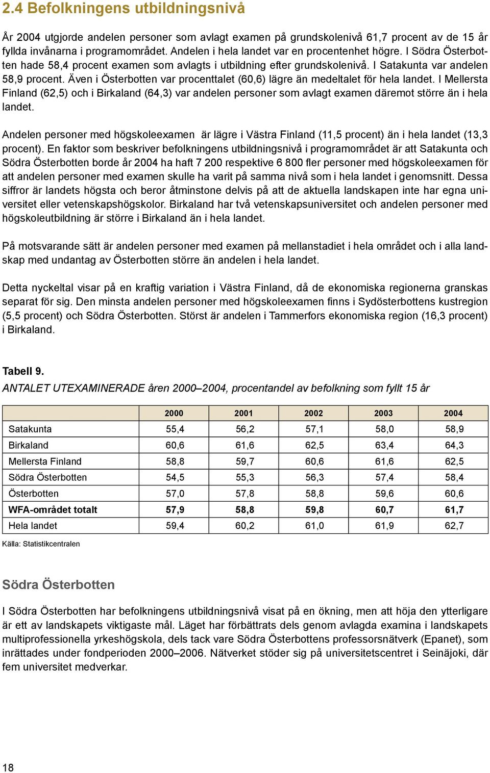 Även i Österbotten var procenttalet (60,6) lägre än medeltalet för hela landet.