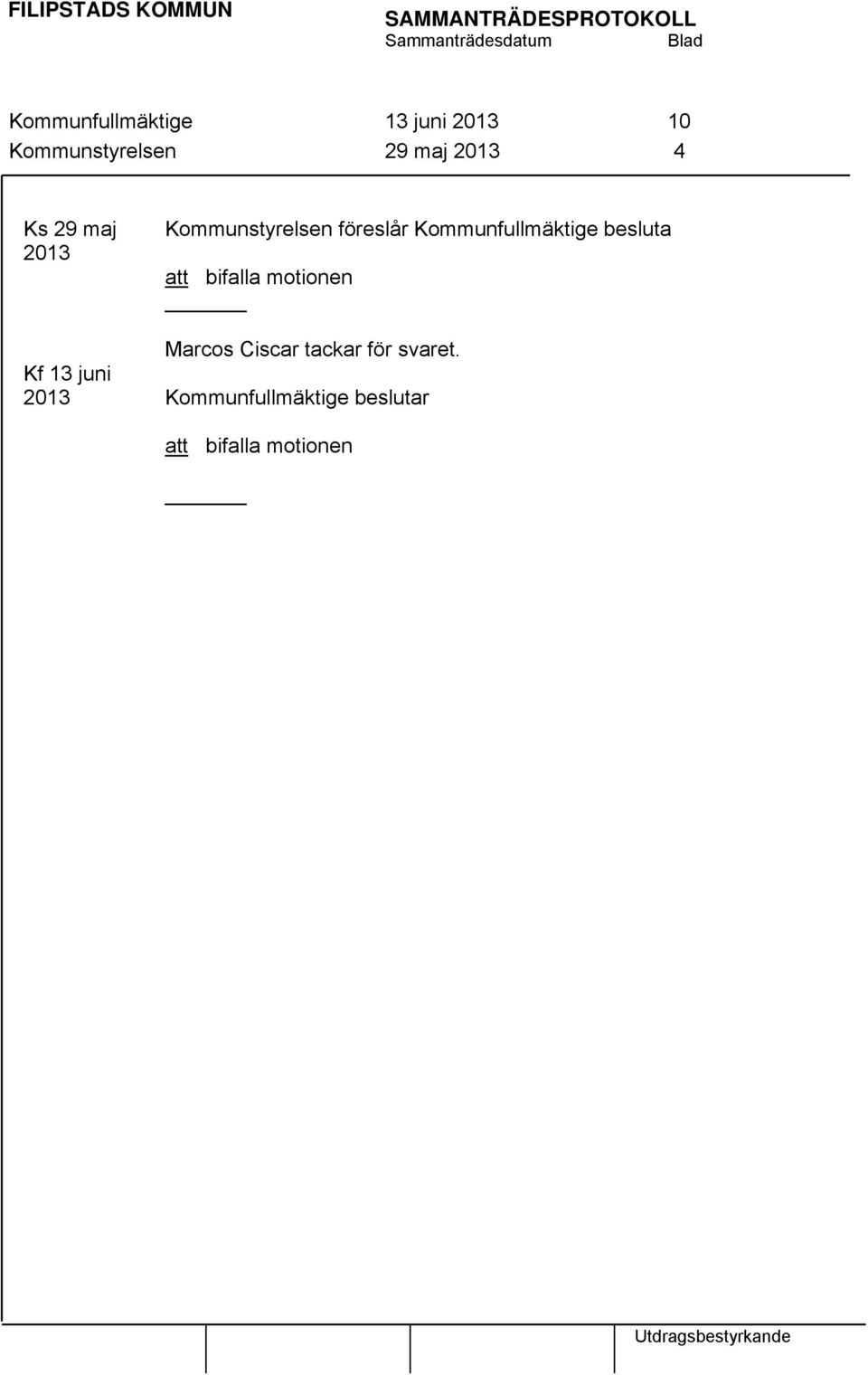 Kommunstyrelsen föreslår Kommunfullmäktige besluta att