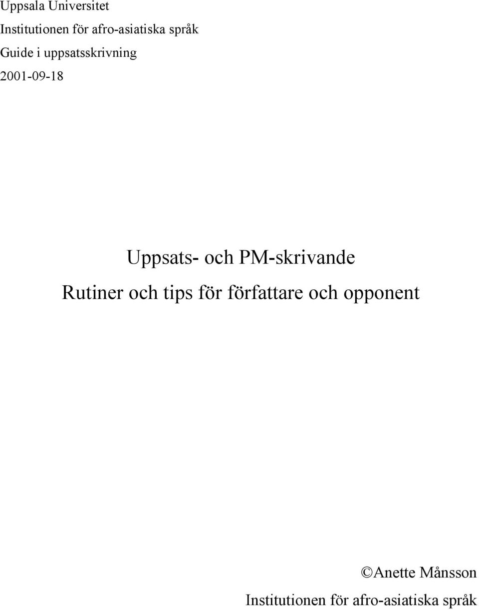 PM-skrivande Rutiner och tips för författare och