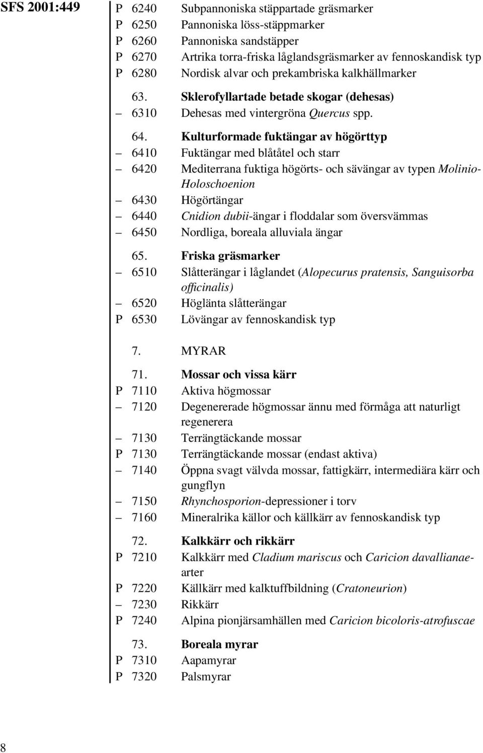 Kulturformade fuktängar av högörttyp 6410 Fuktängar med blåtåtel och starr 6420 Mediterrana fuktiga högörts- och sävängar av typen Molinio- Holoschoenion 6430 Högörtängar 6440 Cnidion dubii-ängar i