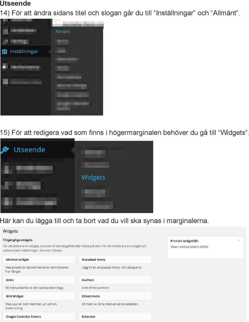 15) För att redigera vad som finns i högermarginalen behöver