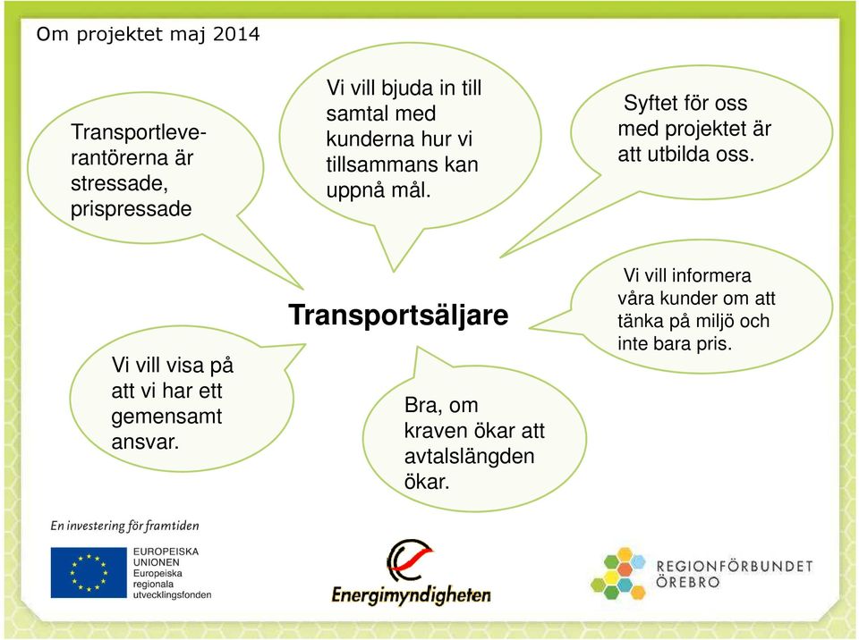 Syftet för oss med projektet är att utbilda oss.