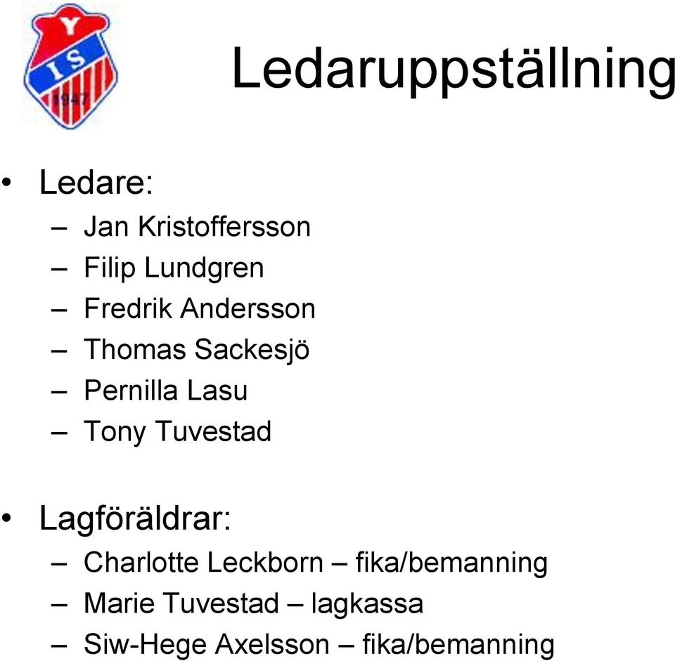 Tony Tuvestad Lagföräldrar: Charlotte Leckborn