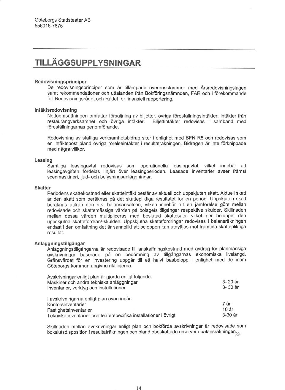 Intdktsredovisning Nettoomsdttningen omfattar forsdljning av biljetter, ovriga forestdllningsintdkter, intiikter fr6n restaurangverksamhet och civriga intdkter.