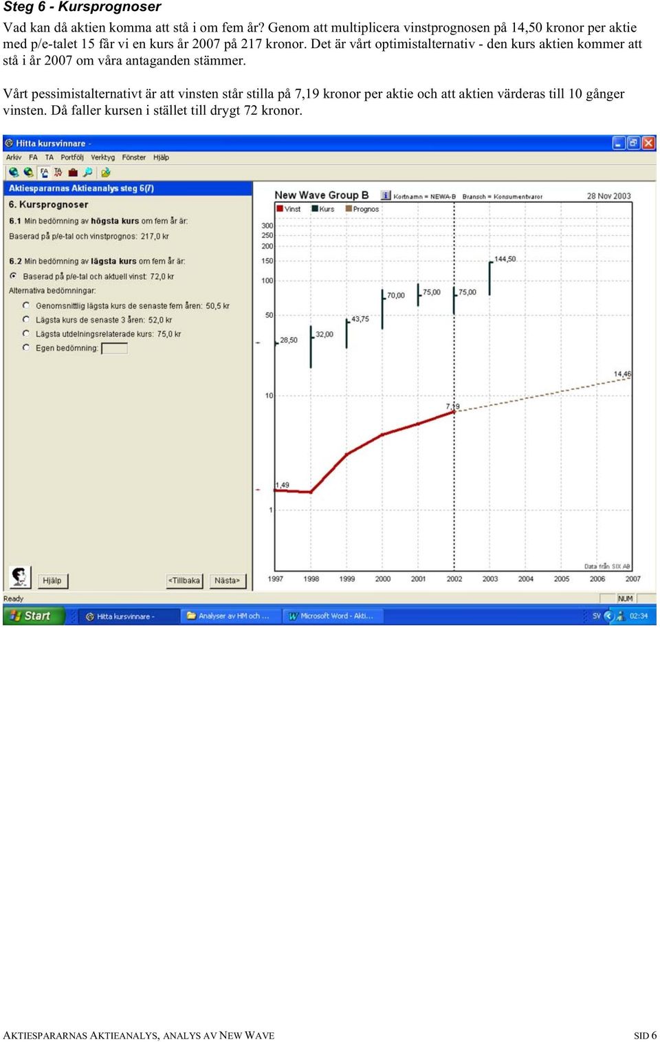 Det är vårt optimistalternativ - den kurs aktien kommer att stå i år 2007 om våra antaganden stämmer.