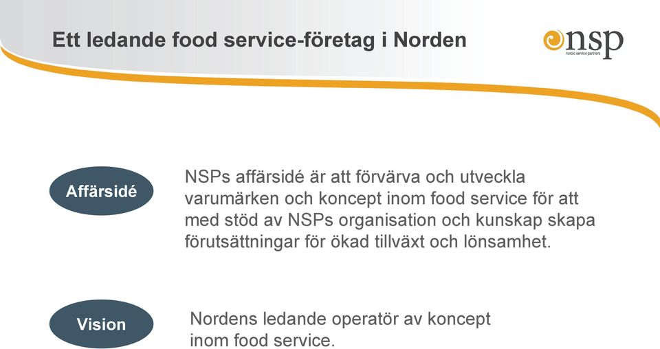 stöd av NSPs organisation och kunskap skapa förutsättningar för ökad