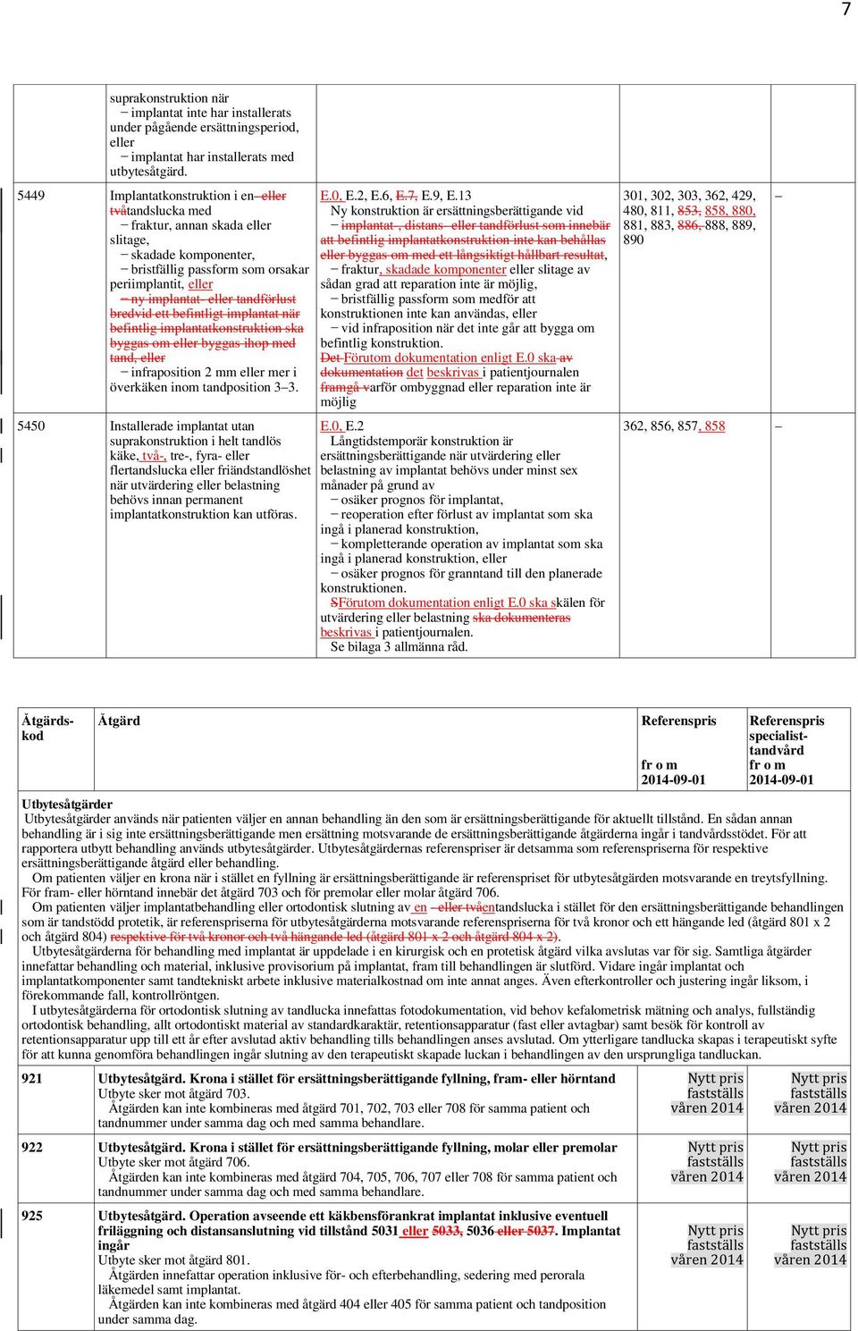 bredvid ett befintligt implantat när befintlig implantatkonstruktion ska byggas om eller byggas ihop med tand, eller infraposition 2 mm eller mer i överkäken inom tandposition 3 3.