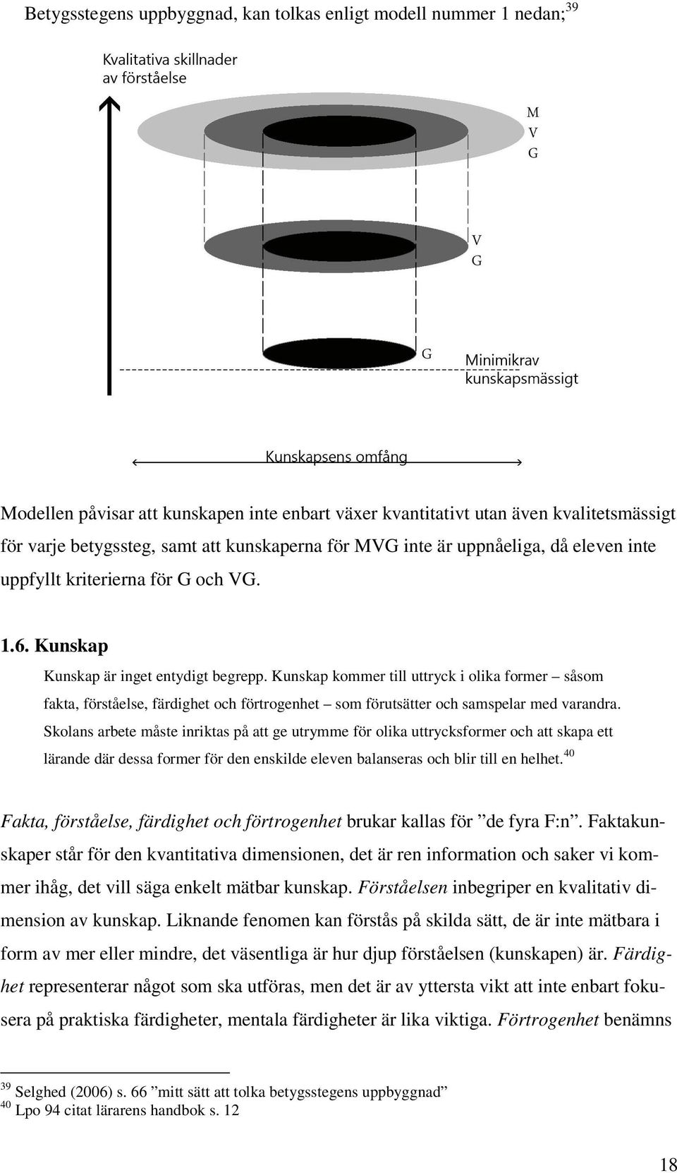 Kunskap kommer till uttryck i olika former såsom fakta, förståelse, färdighet och förtrogenhet som förutsätter och samspelar med varandra.