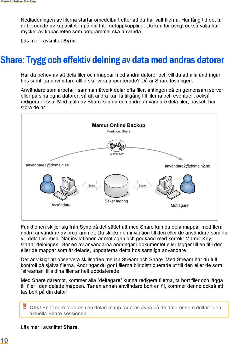 Share: Trygg och effektiv delning av data med andras datorer Har du behov av att dela filer och mappar med andra datorer och vill du att alla ändringar hos samtliga användare alltid ska vara