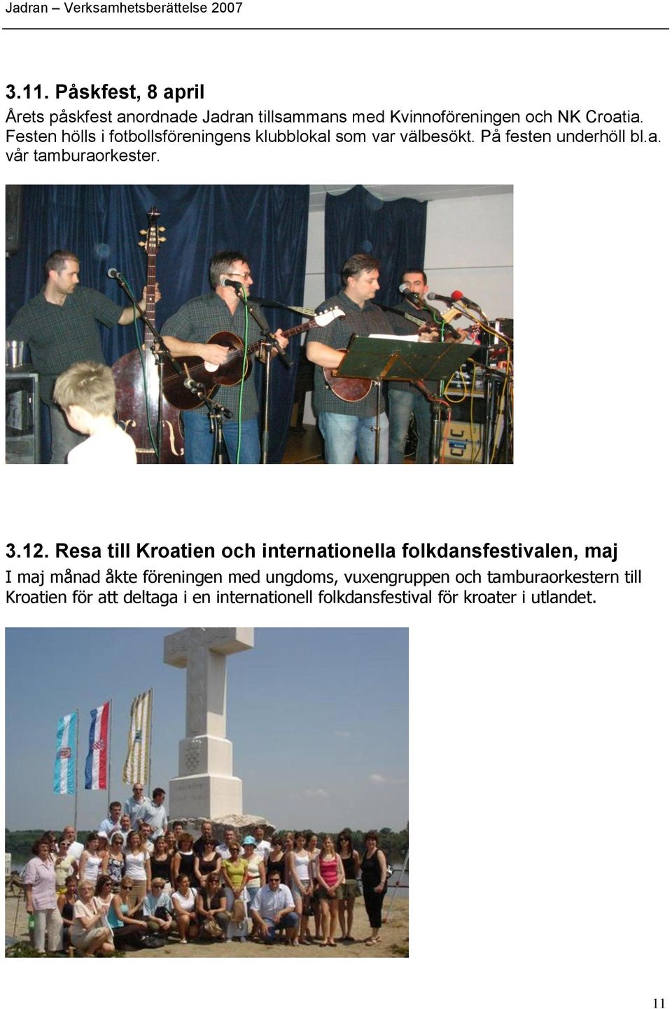 12. Resa till Kroatien och internationella folkdansfestivalen, maj I maj månad åkte föreningen med ungdoms,