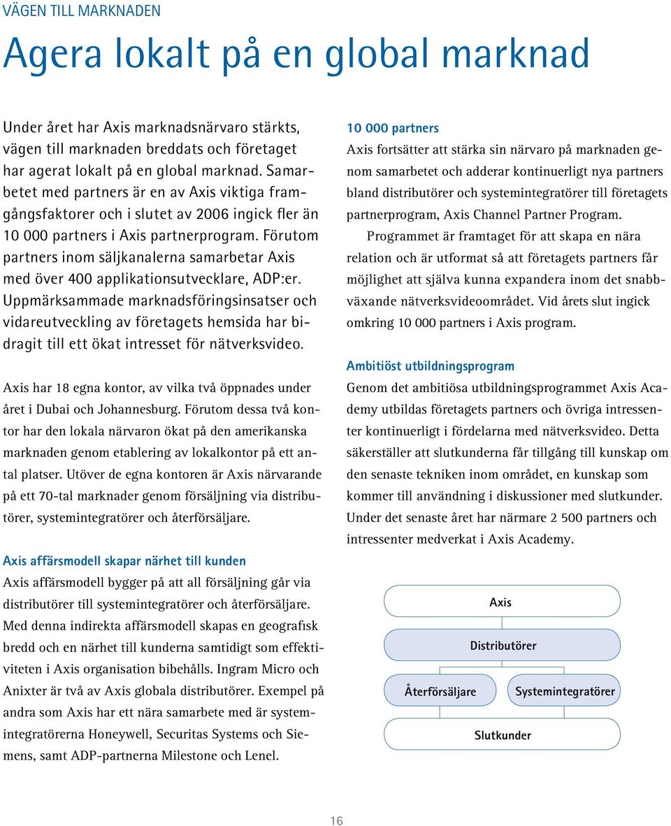 Förutom partners inom säljkanalerna samarbetar Axis med över 400 applikationsutvecklare, ADP:er.