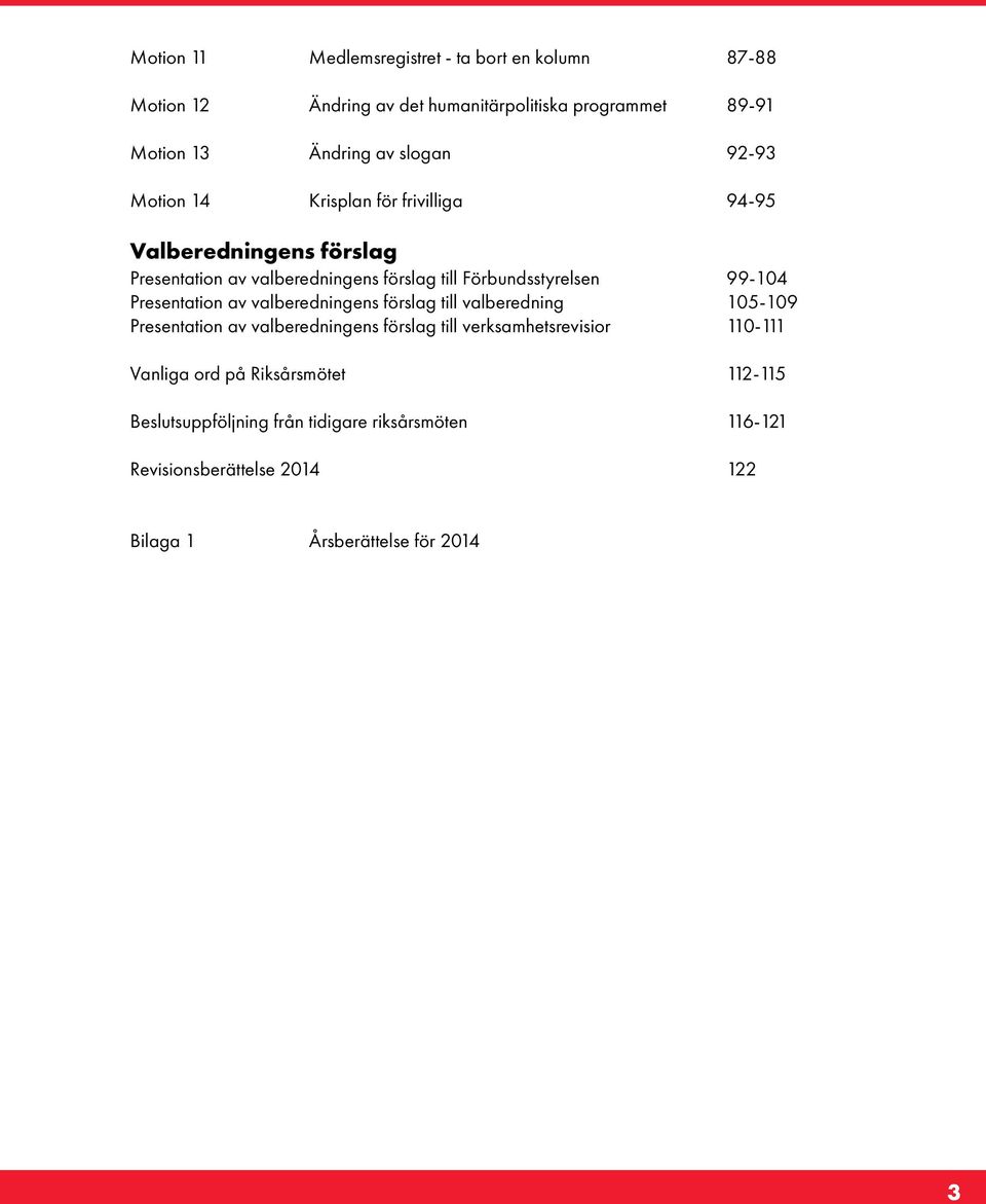 Presentation av valberedningens förslag till valberedning 105-109 Presentation av valberedningens förslag till verksamhetsrevisior 110-111