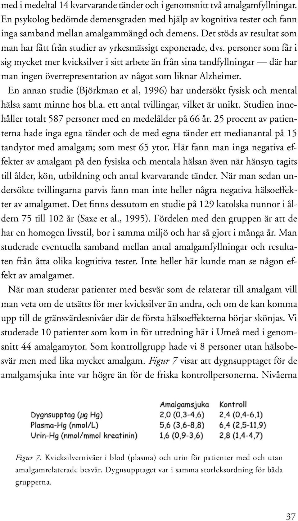 personer som får i sig mycket mer kvicksilver i sitt arbete än från sina tandfyllningar där har man ingen överrepresentation av något som liknar Alzheimer.