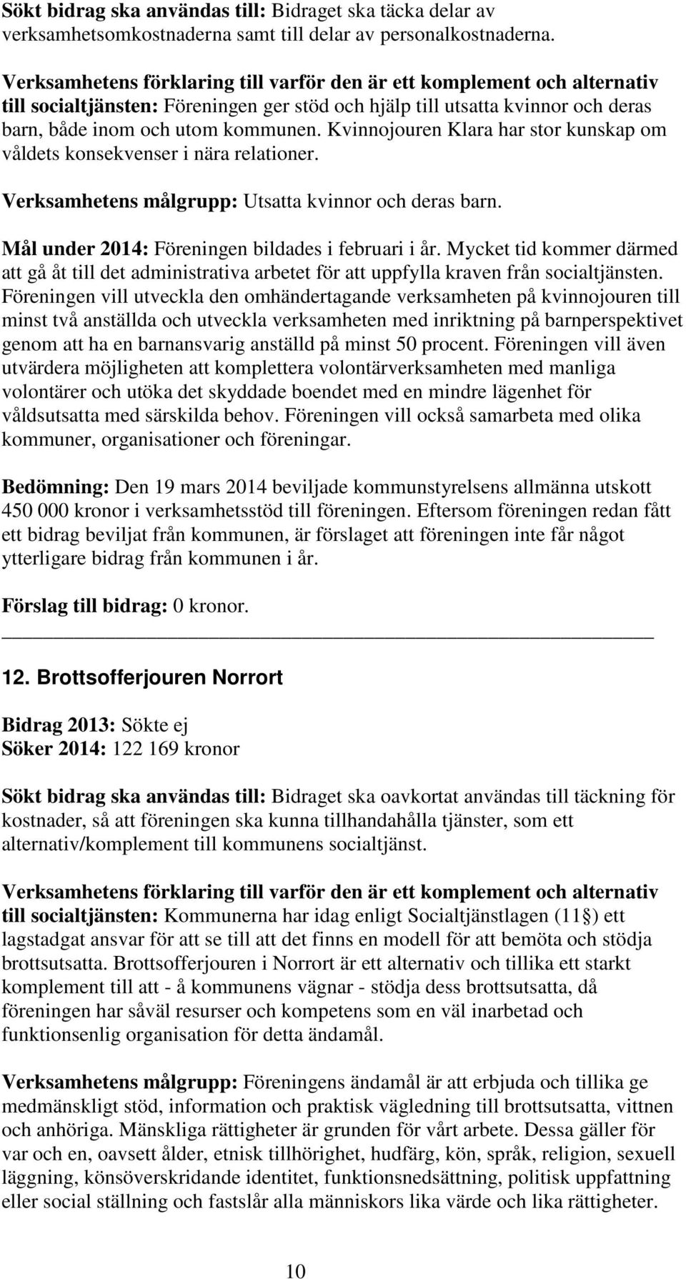 Kvinnojouren Klara har stor kunskap om våldets konsekvenser i nära relationer. Verksamhetens målgrupp: Utsatta kvinnor och deras barn. Mål under 2014: Föreningen bildades i februari i år.