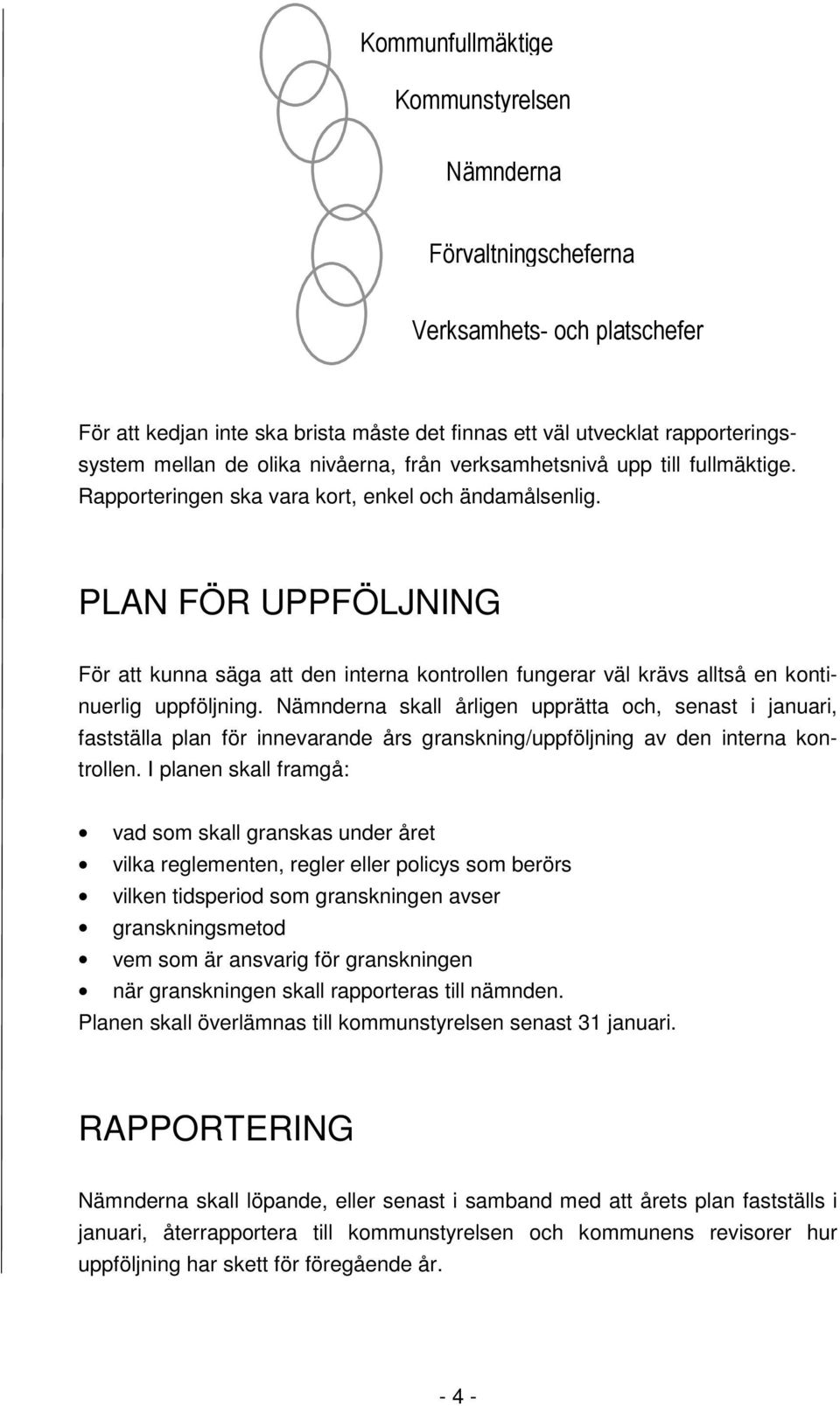 Nämnderna skall årligen upprätta och, senast i januari, fastställa plan för innevarande års granskning/uppföljning av den interna kontrollen.