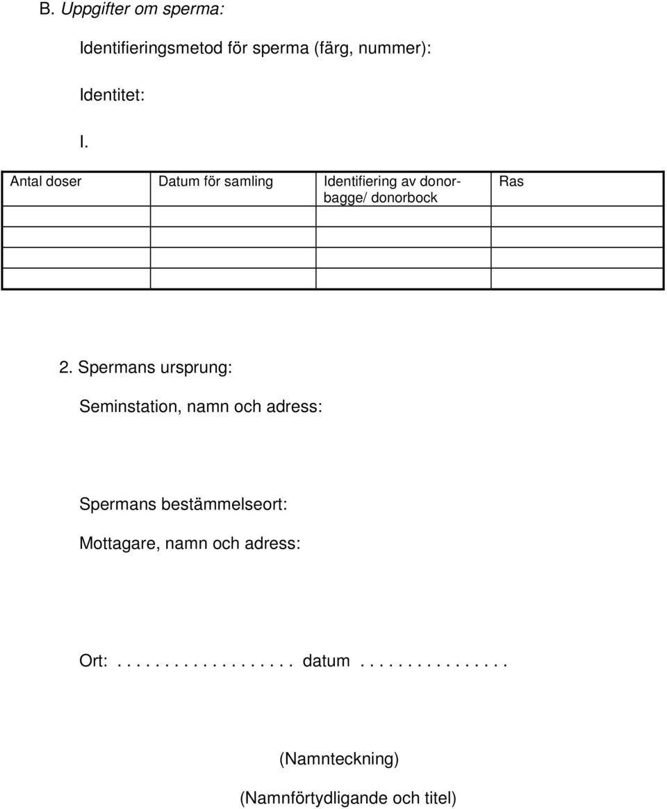 Antal doser Datum för samling Identifiering av donorbagge/