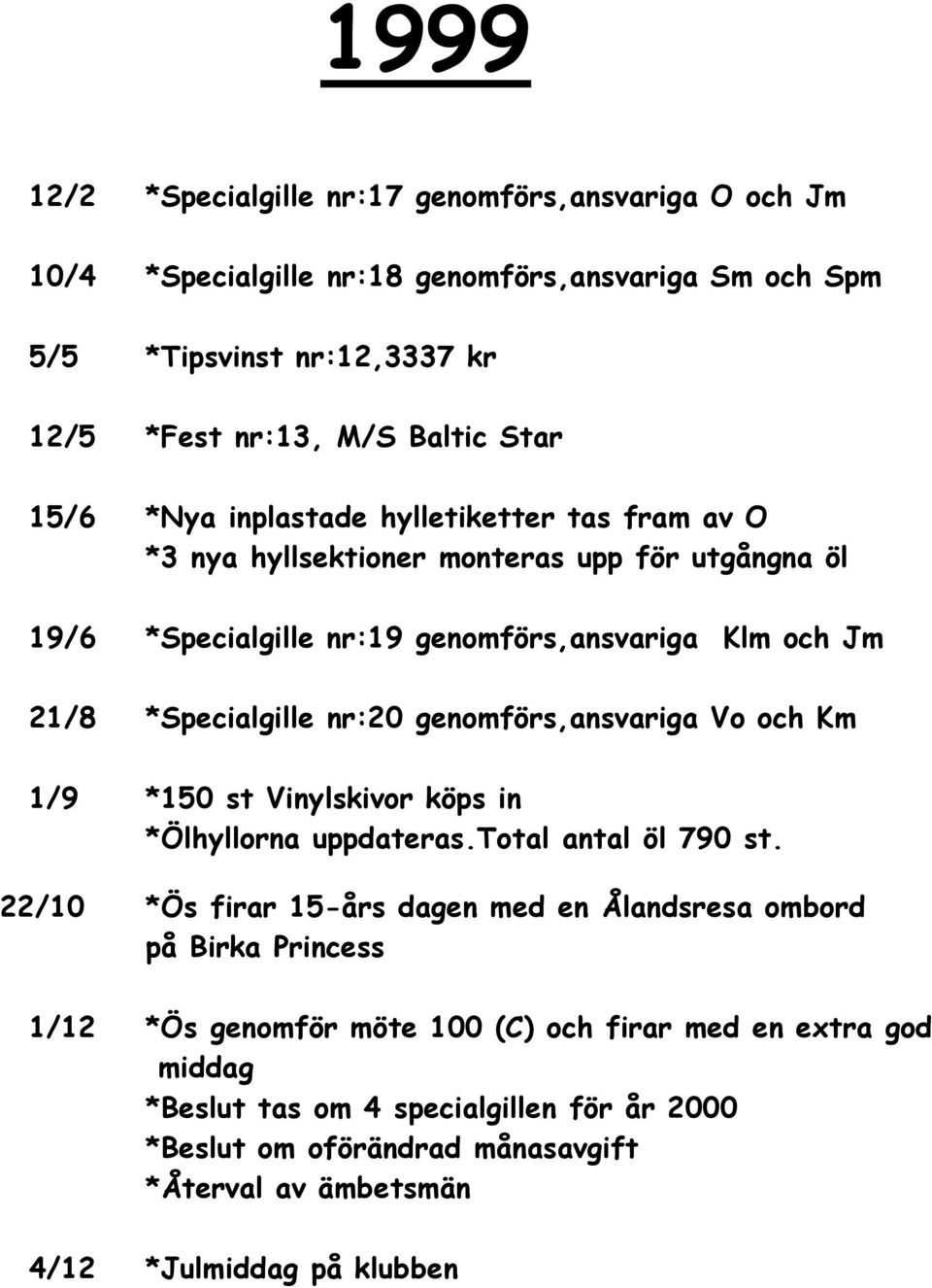 genomförs,ansvariga Vo och Km 1/9 *150 st Vinylskivor köps in *Ölhyllorna uppdateras.total antal öl 790 st.