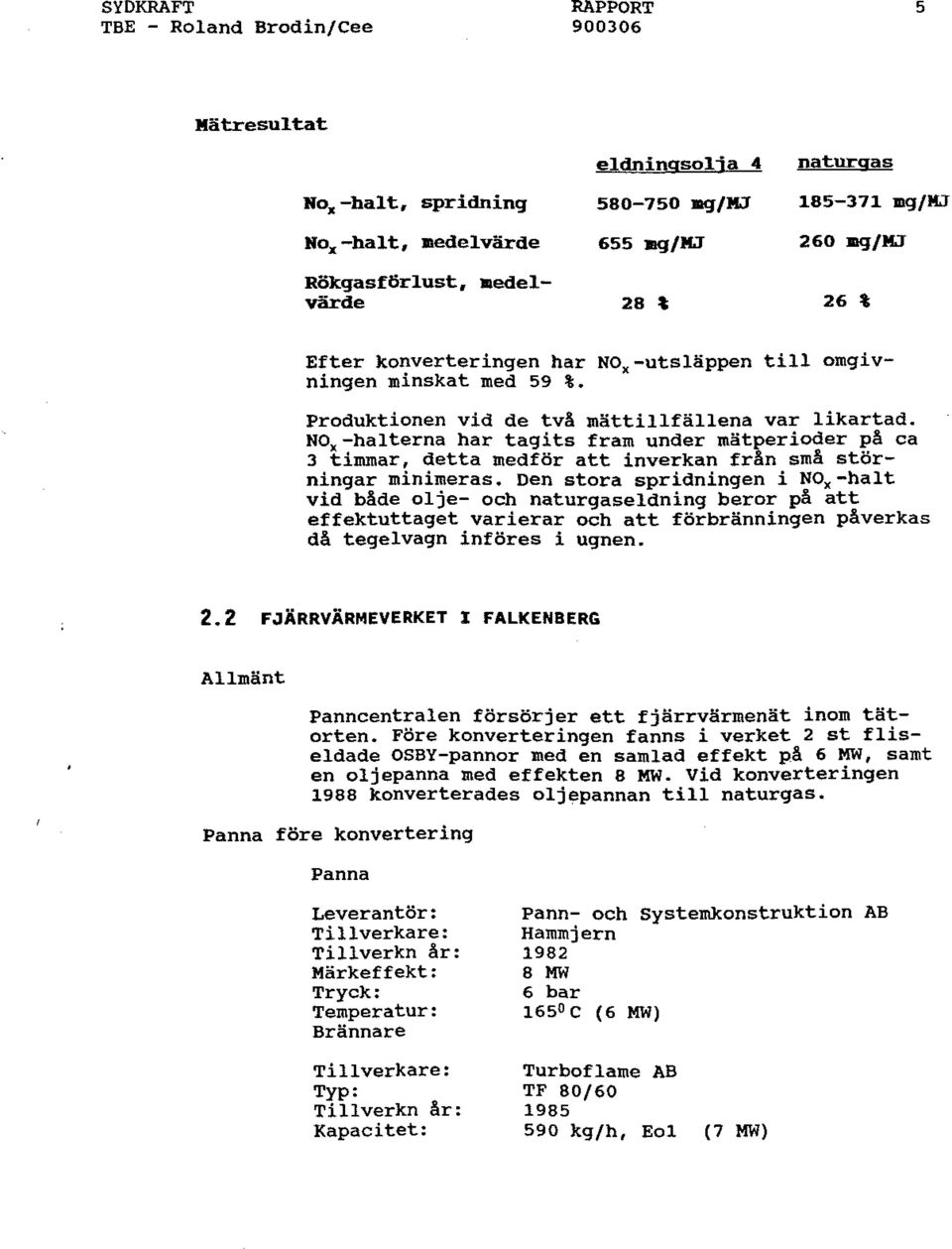 omgivningen minskat med 59 %. Produktionen vid de två mättillfällena var likartad.