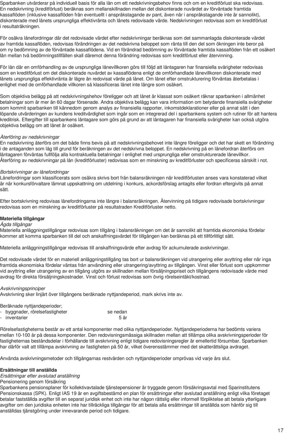 även när i anspråkstagande inte är sannolikt), diskonterade med lånets ursprungliga effektivränta och lånets redovisade värde. Nedskrivningen redovisas som en kreditförlust i resultaträkningen.