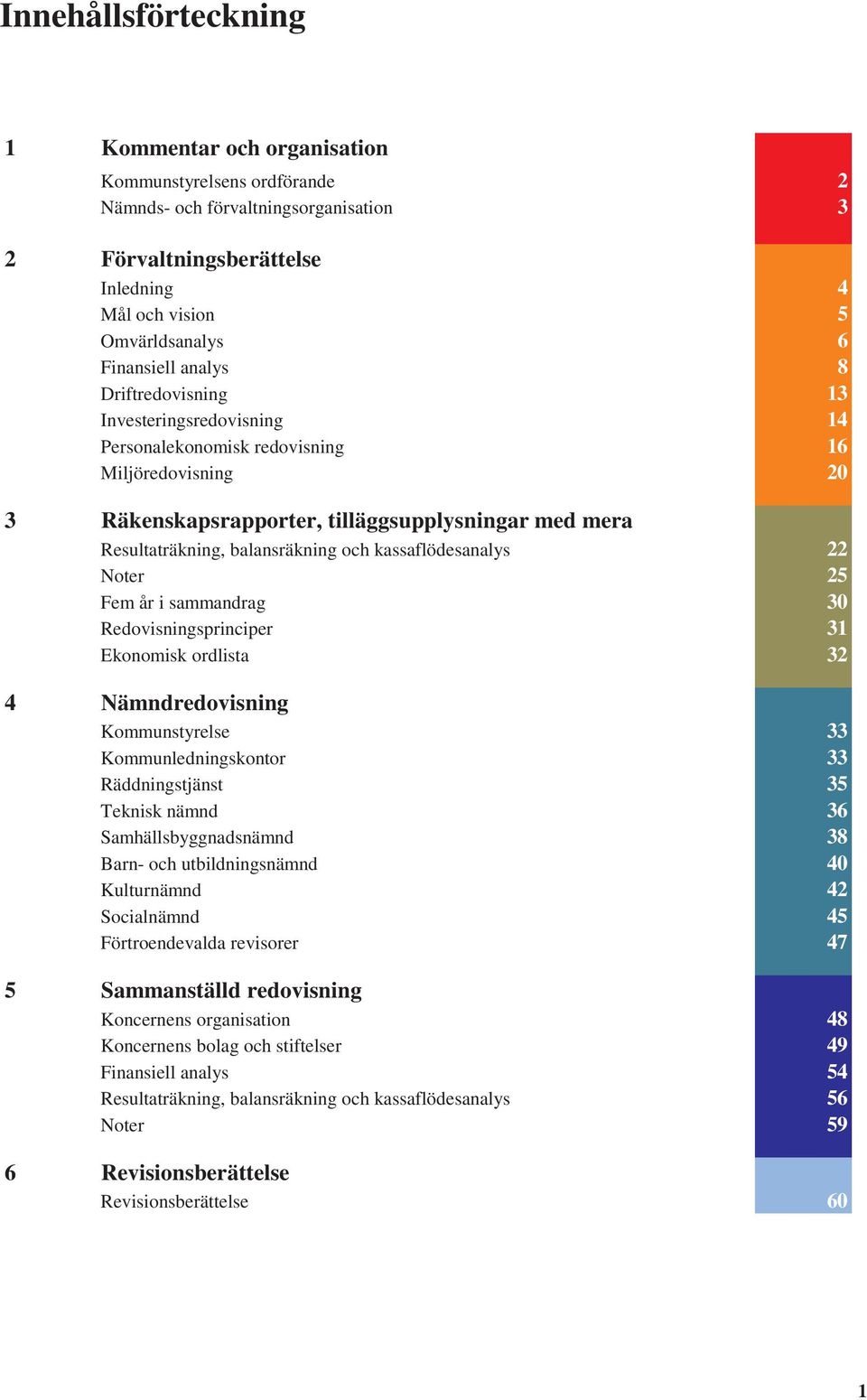 balansräkning och kassaflödesanalys 22 Noter 25 Fem år i sammandrag 30 Redovisningsprinciper 31 Ekonomisk ordlista 32 4 Nämndredovisning Kommunstyrelse 33 Kommunledningskontor 33 Räddningstjänst 35