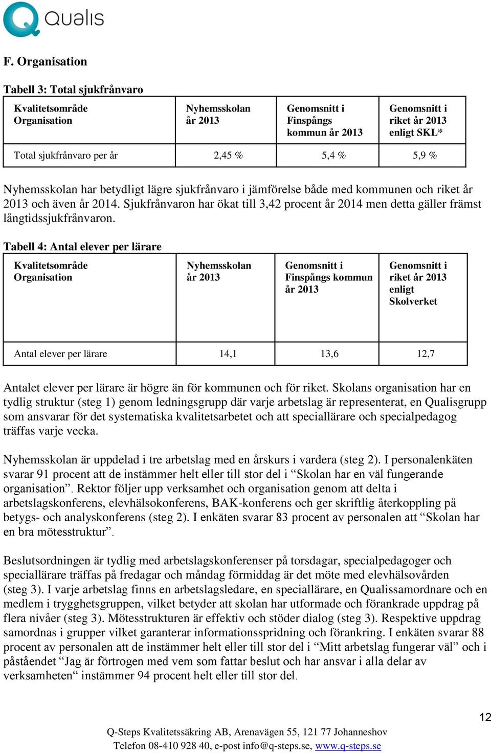 Sjukfrånvaron har ökat till 3,42 procent år 2014 men detta gäller främst långtidssjukfrånvaron.