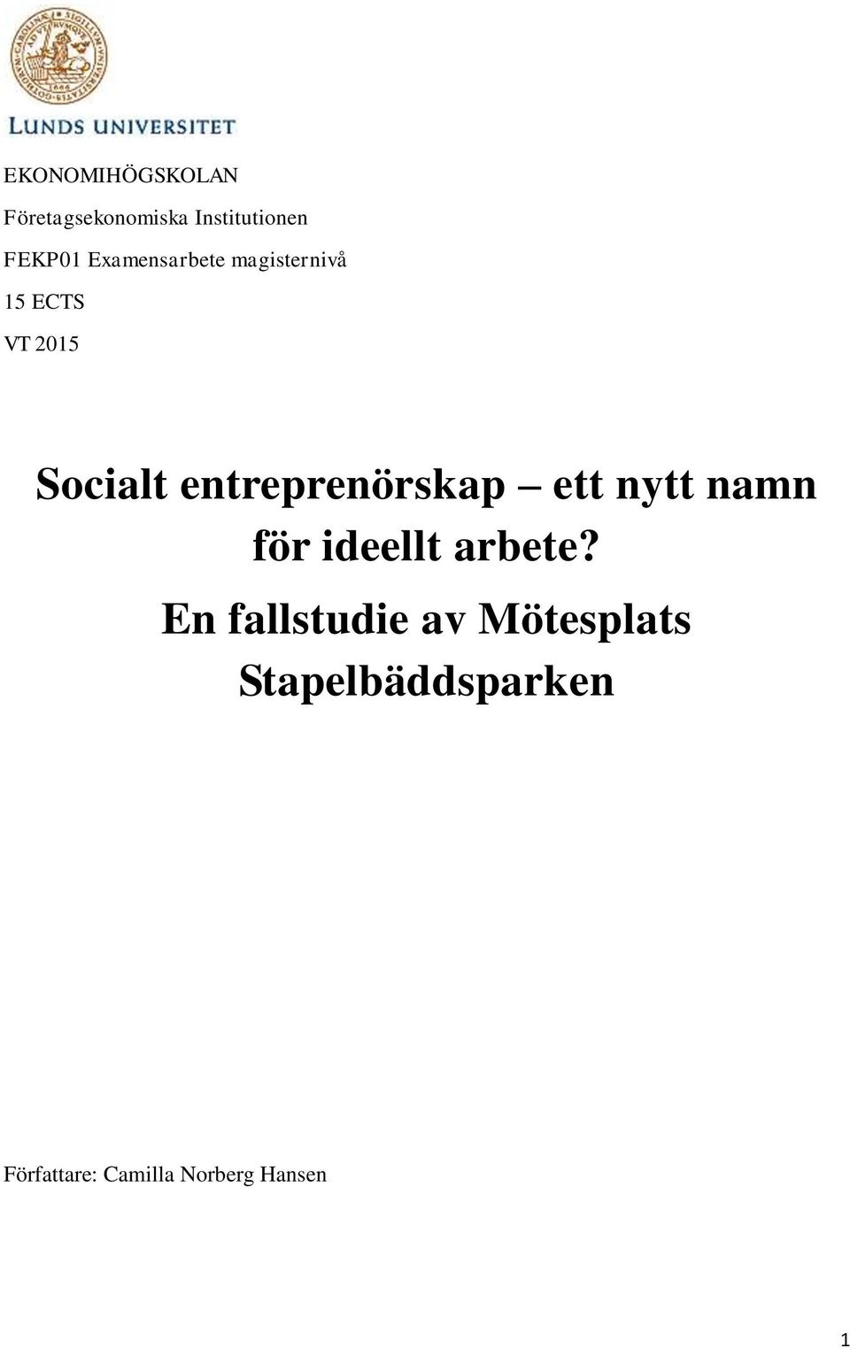 entreprenörskap ett nytt namn för ideellt arbete?