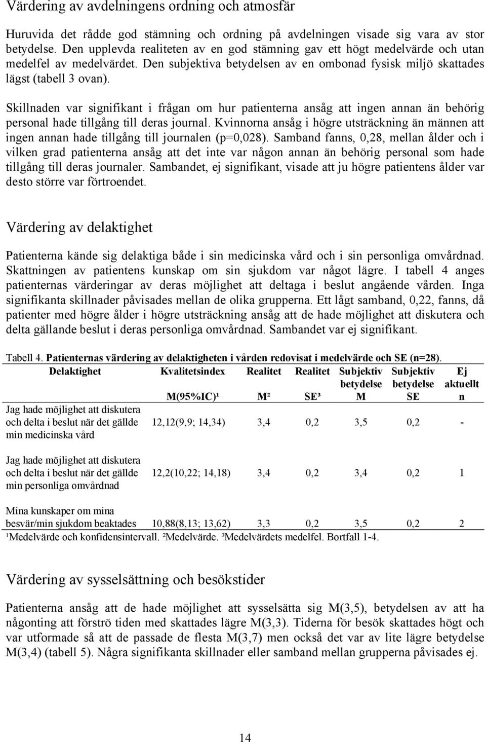 Skillnaden var signifikant i frågan om hur patienterna ansåg att ingen annan än behörig personal hade tillgång till deras journal.