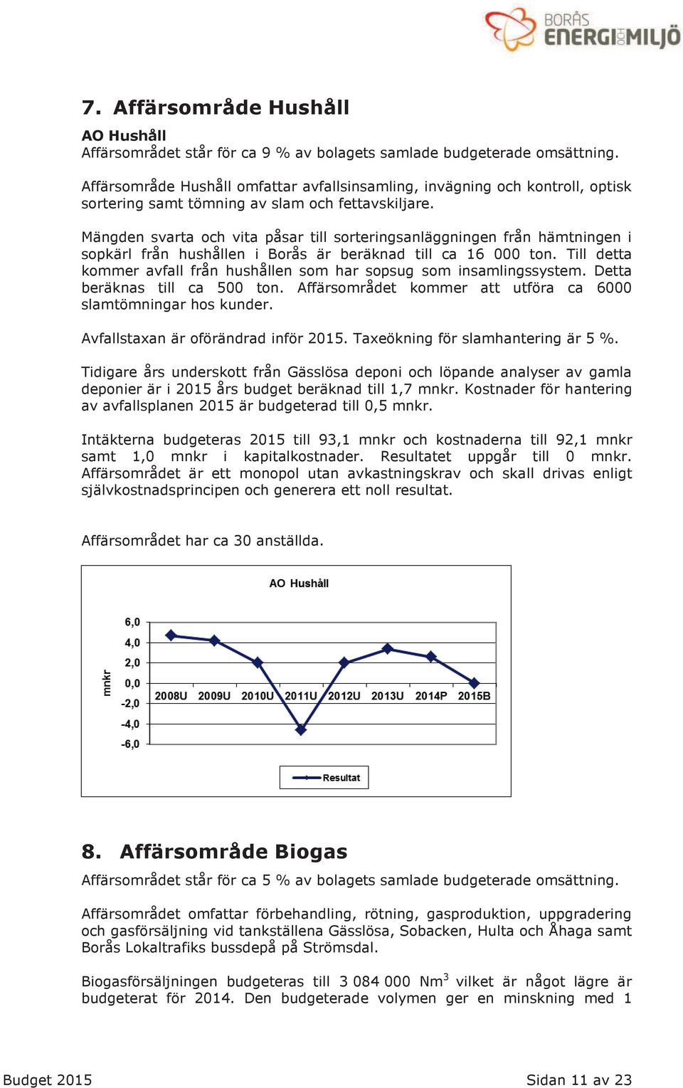 Mängden svarta och vita påsar till sorteringsanläggningen från hämtningen i sopkärl från hushållen i Borås är beräknad till ca 16 000 ton.