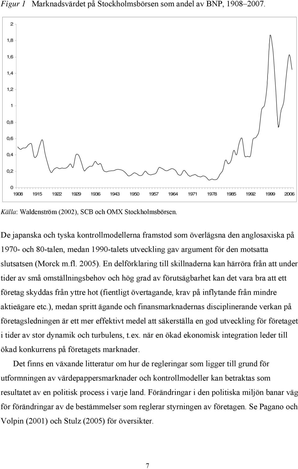 De japanska och tyska kontrollmodellerna framstod som överlägsna den anglosaxiska på 1970- och 80-talen, medan 1990-talets utveckling gav argument för den motsatta slutsatsen (Morck m.fl. 2005).