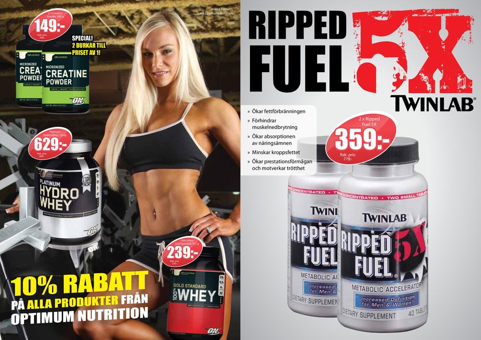 Jessica Putnam, Team Optimum Nutrition RIPPED FUEL5X Platinum Hydro Whey, 1,6 kg 629:- 899:-» Ökar