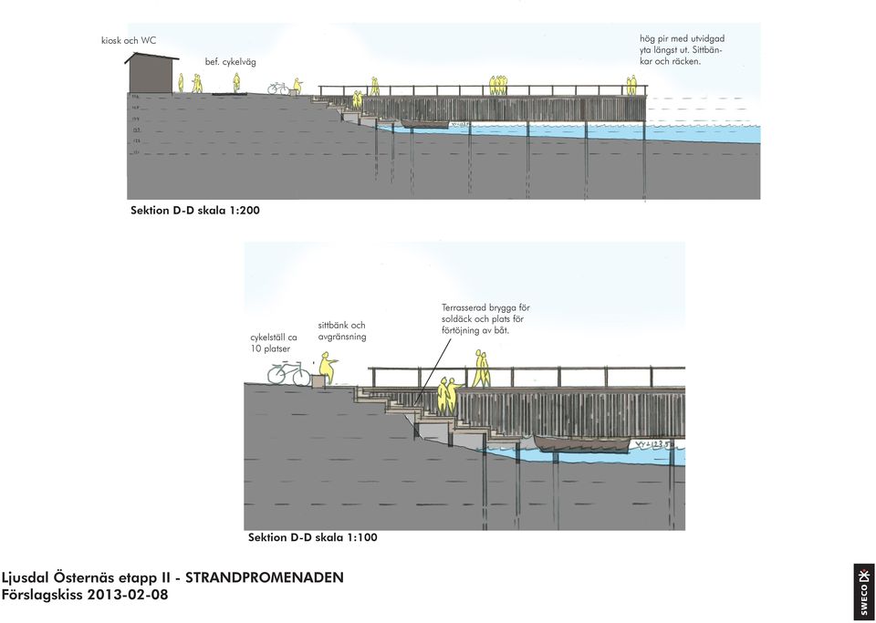 cykelväg Sektion D-D skala 1:200 cykelställ ca 10 platser