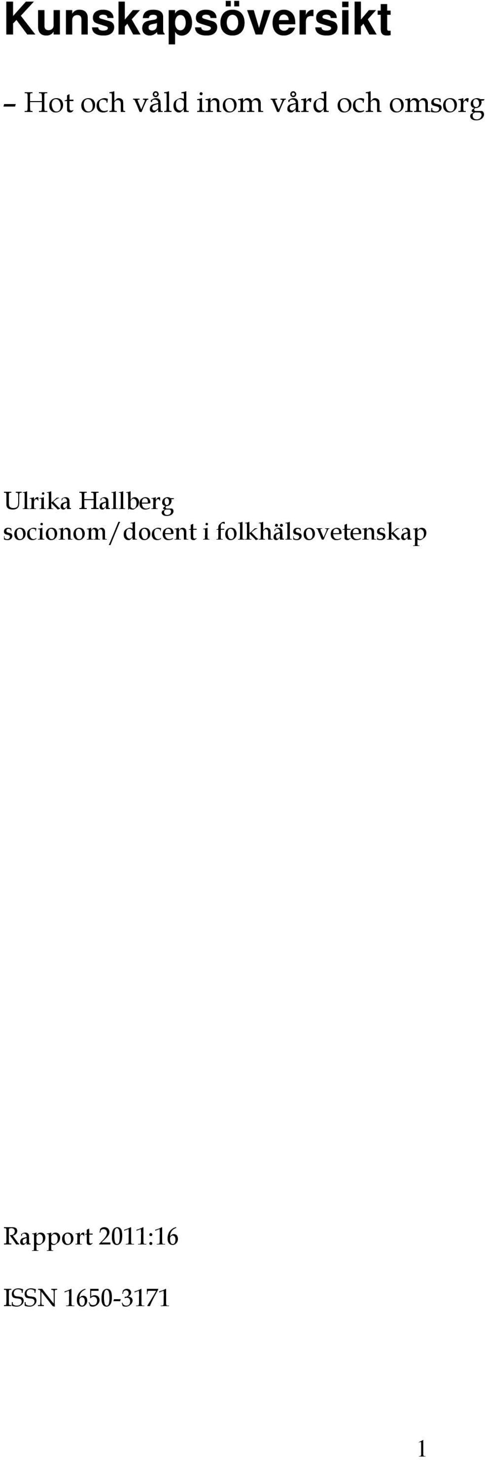Hallberg socionom/docent i