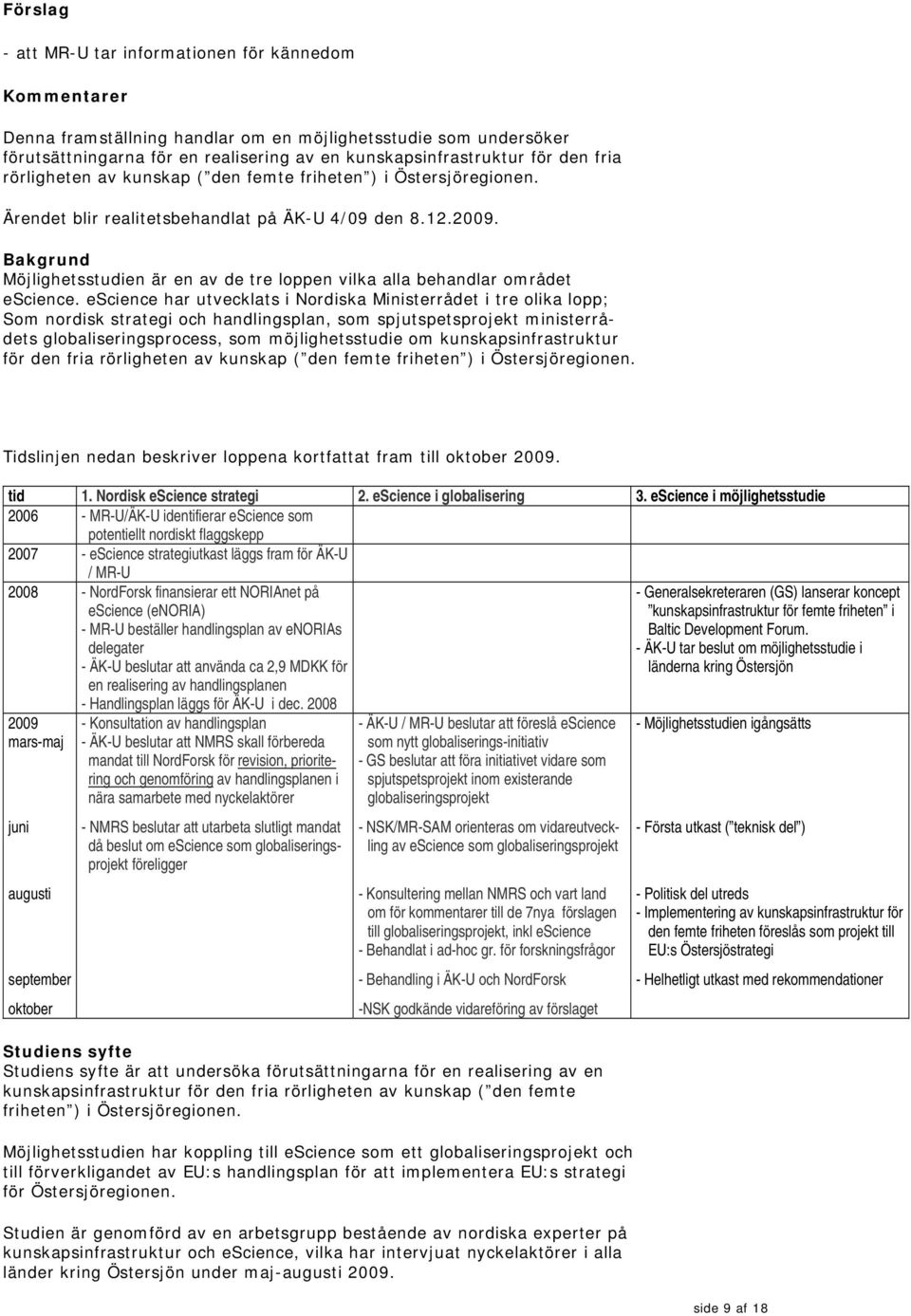 Bakgrund Möjlighetsstudien är en av de tre loppen vilka alla behandlar området escience.