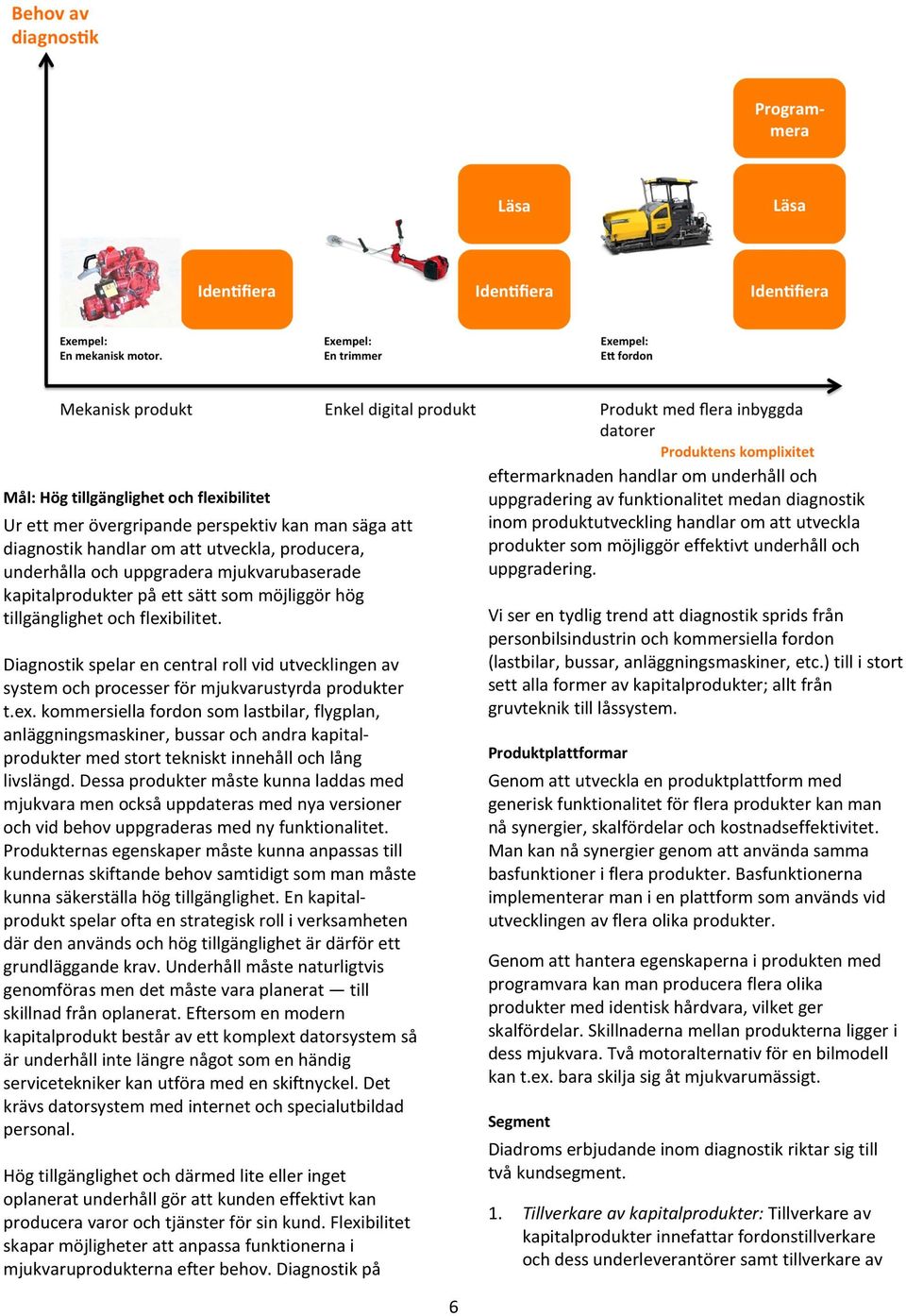 bilitet. Diagnostik spelar en central roll vid utvecklingen av system och processer för mjukvarustyrda produkter t.ex.