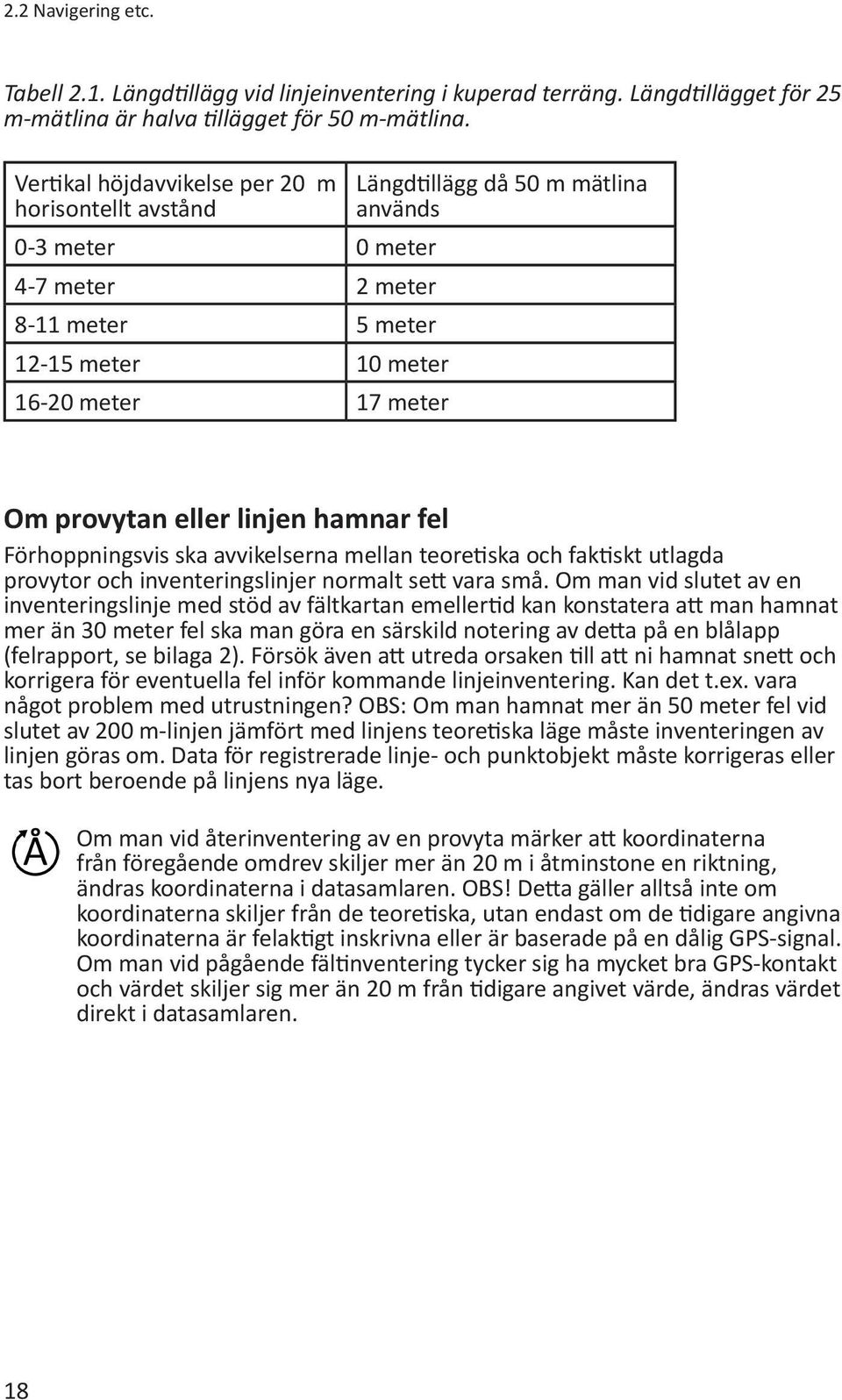 eller linjen hamnar fel Förhoppningsvis ska avvikelserna mellan teoretiska och faktiskt utlagda provytor och inventeringslinjer normalt sett vara små.