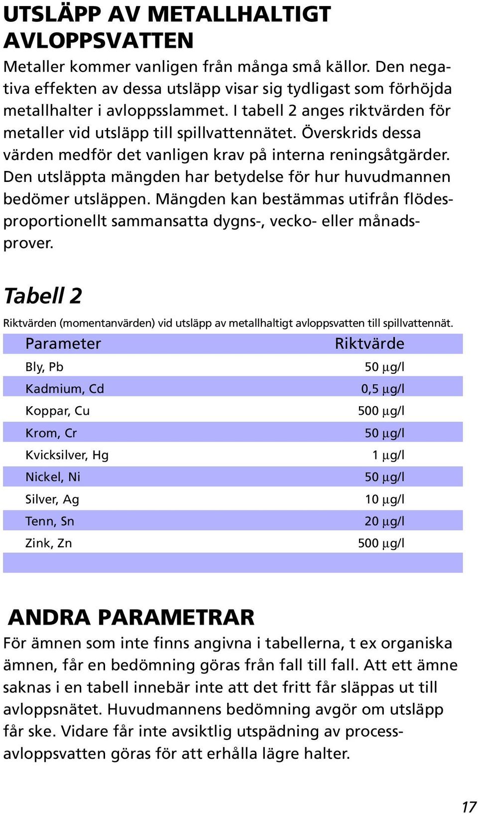 Den utsläppta mängden har betydelse för hur huvudmannen bedömer utsläppen. Mängden kan bestämmas utifrån flödesproportionellt sammansatta dygns-, vecko- eller månadsprover.